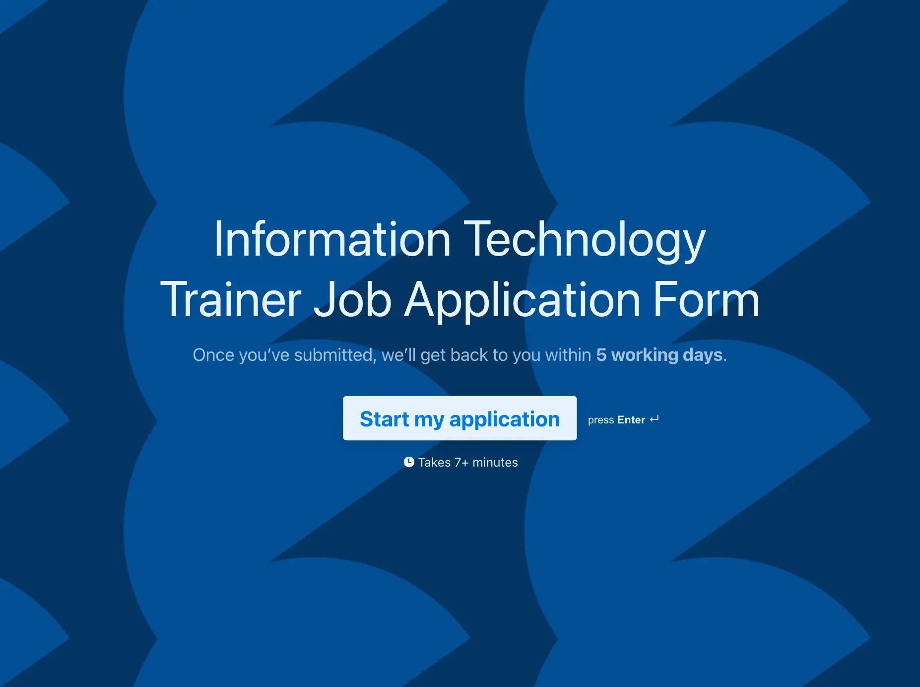 Information Technology Trainer Job Application Form Template Hero