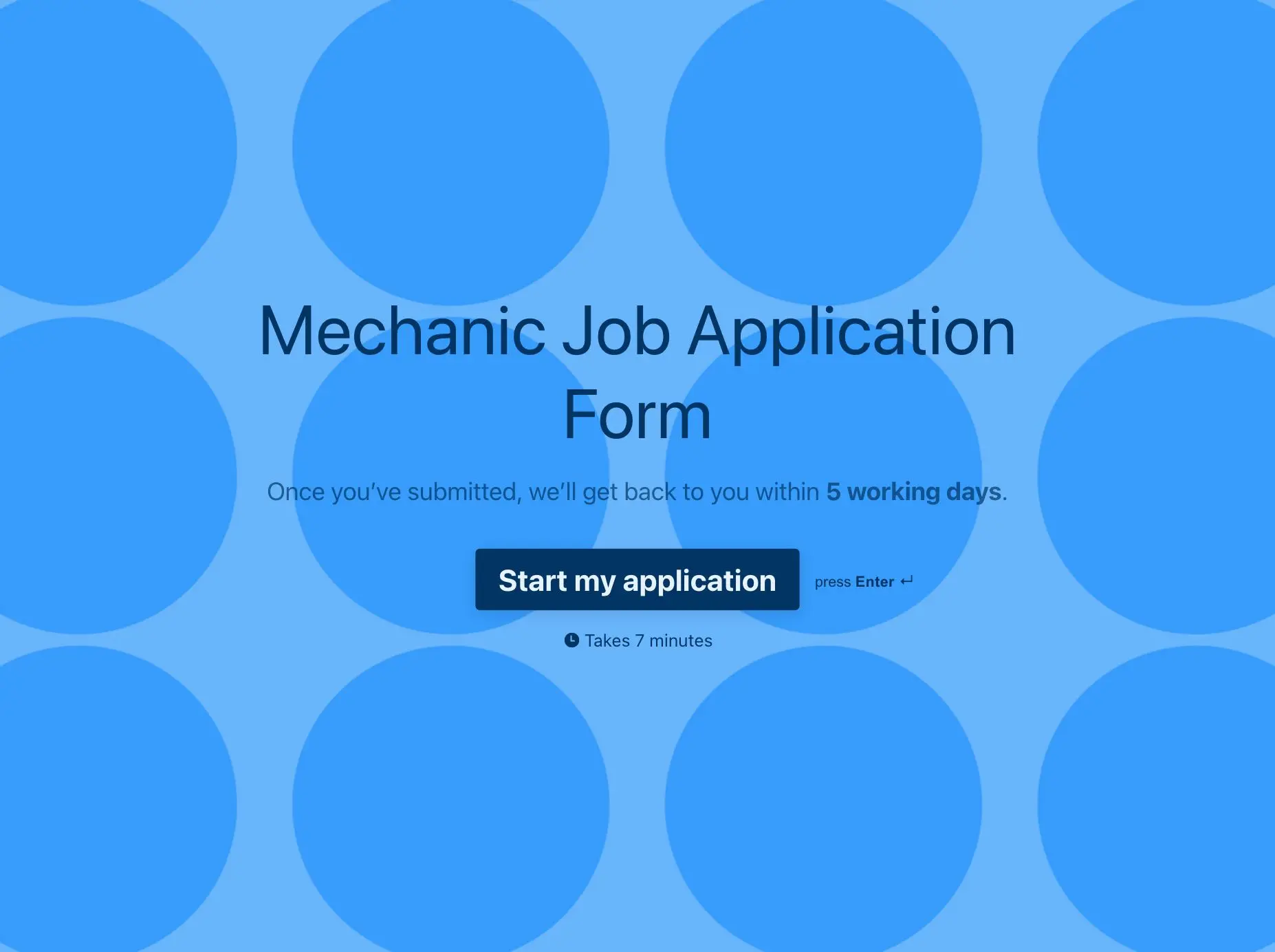 Mechanic Job Application Form Template Hero