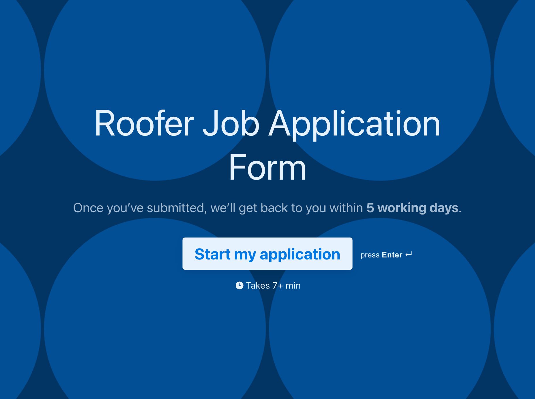 Roofer Job Application Form Template