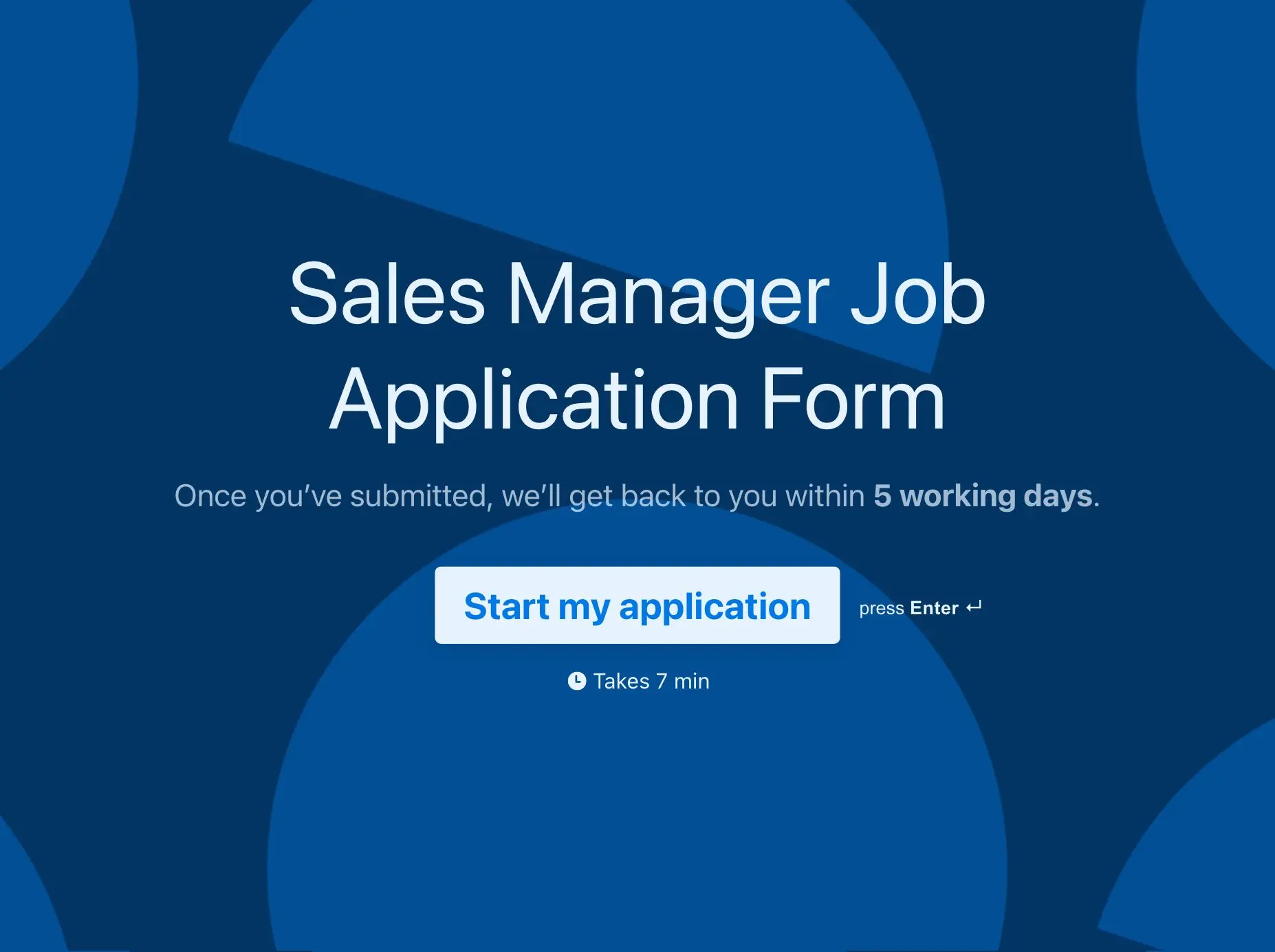 Sales Manager Job Application Form Template Hero