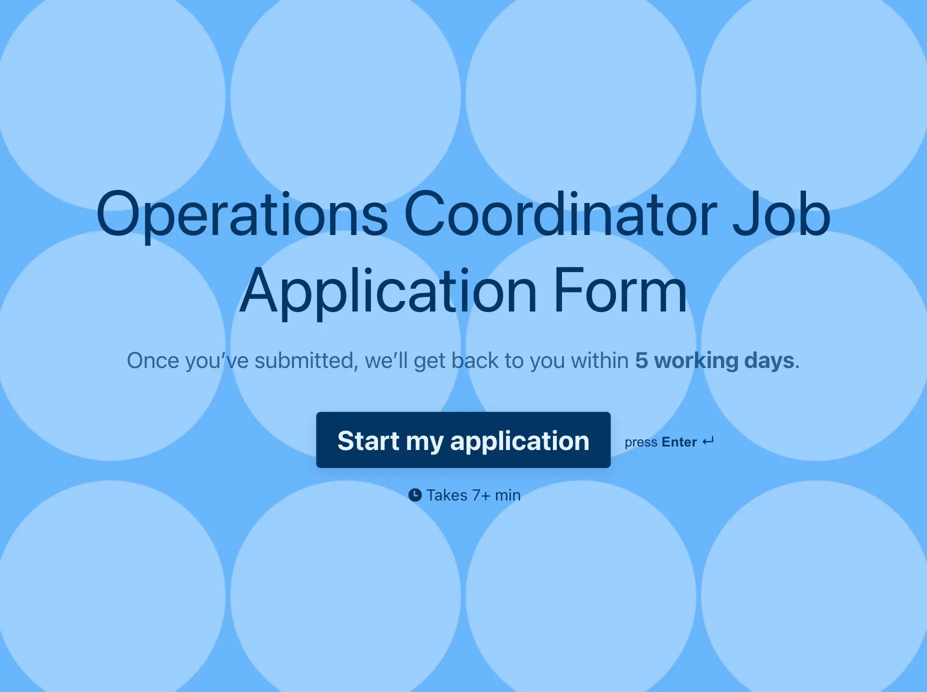 Operations coordinator job application form template Hero