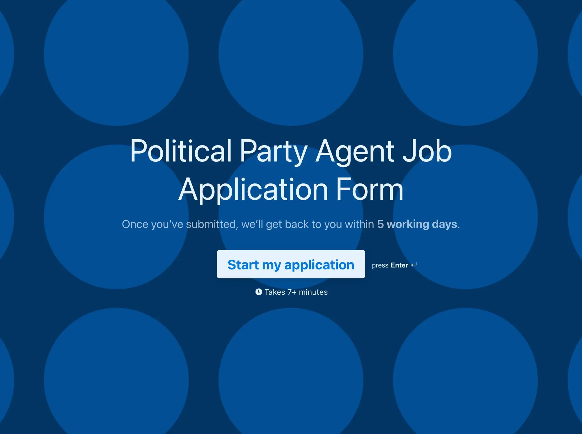 Political Party Agent Job Application Form Template Hero