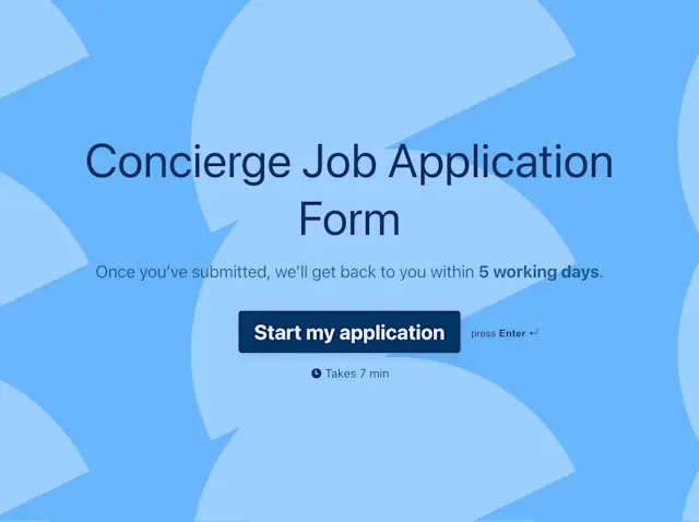 Concierge Job Application Form Template