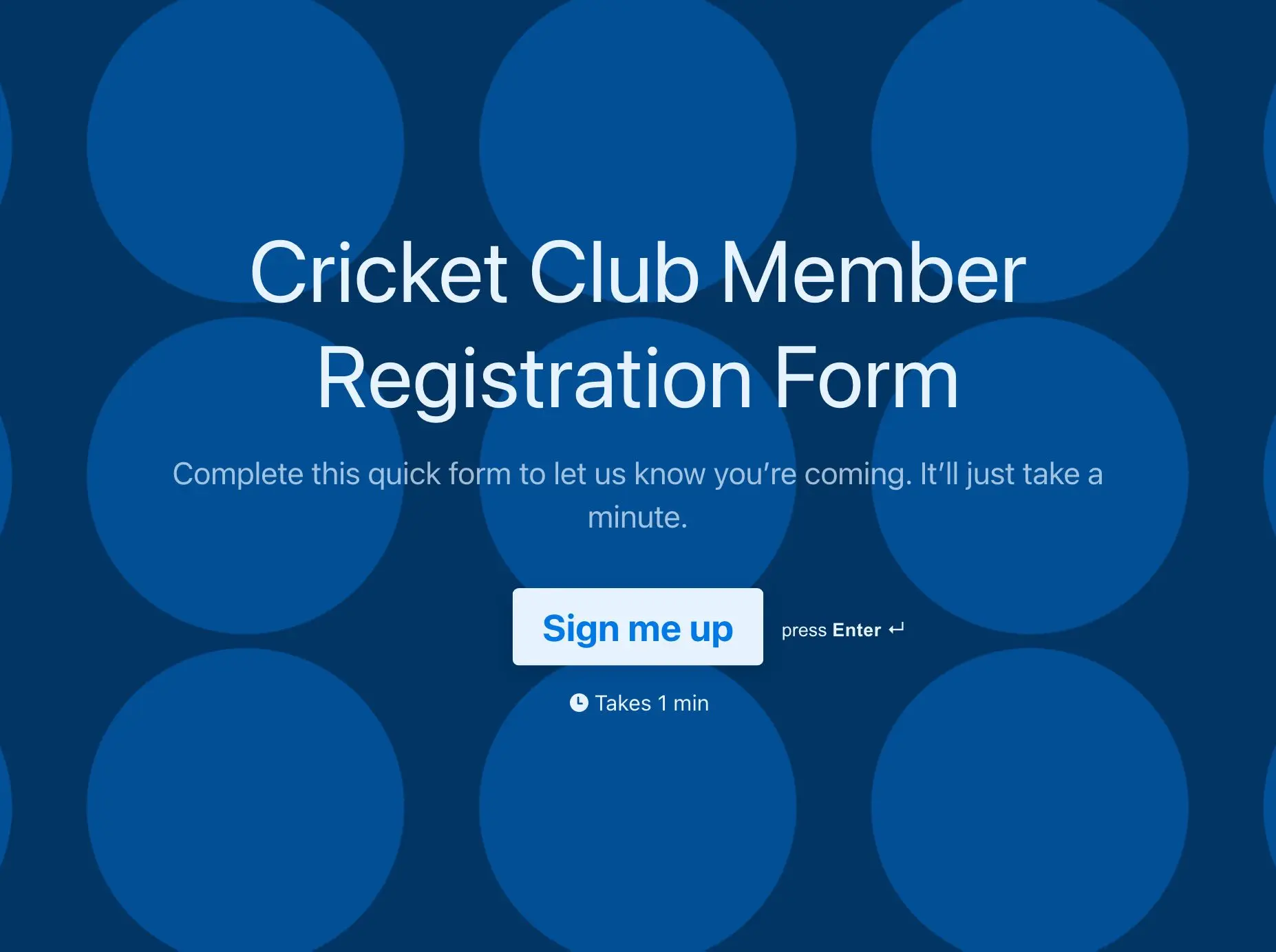 Cricket Club Member Registration Form Template Hero