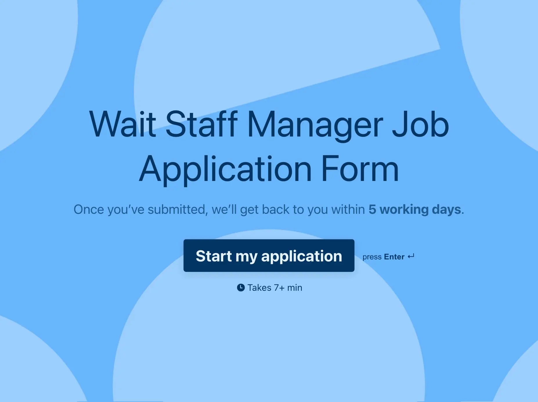 Wait Staff Manager Job Application Form Template Hero