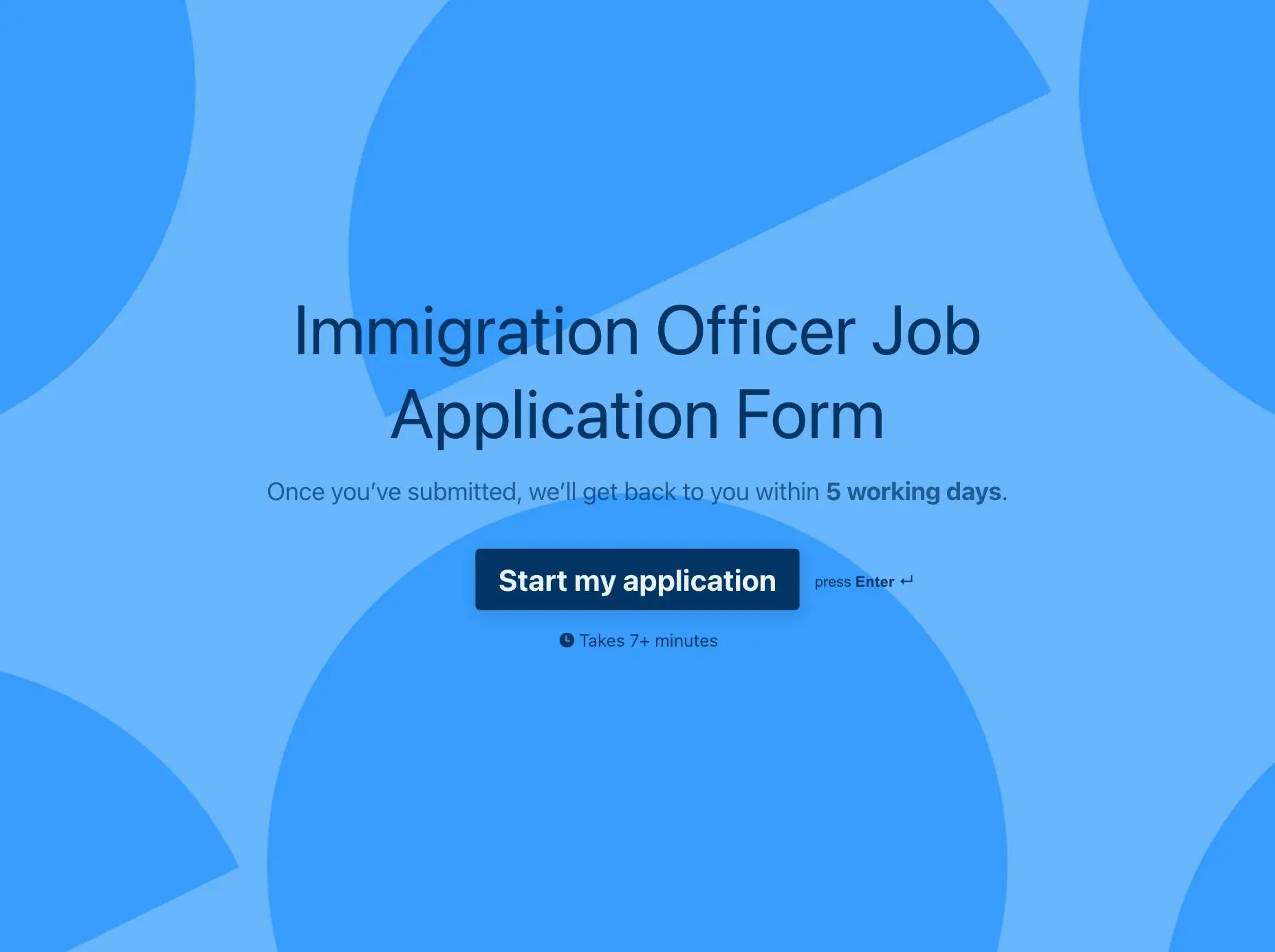 Immigration officer job application form template Hero