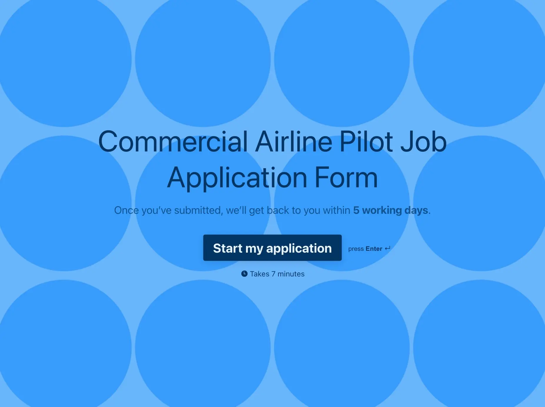 Commercial Airline Pilot Job Application Form Template Hero