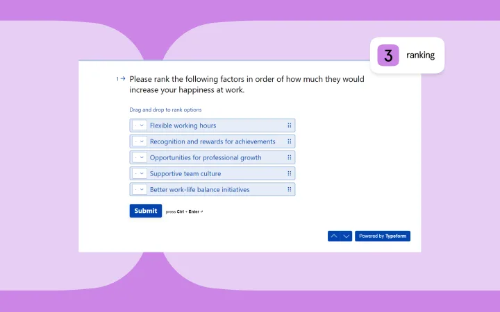 an illustration of ranking questions in a survey