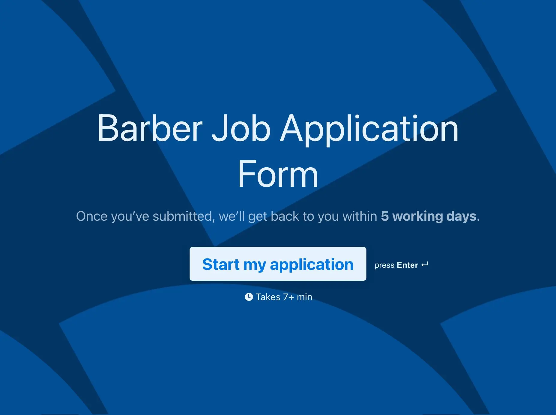 Barber Job Application Form Template Hero