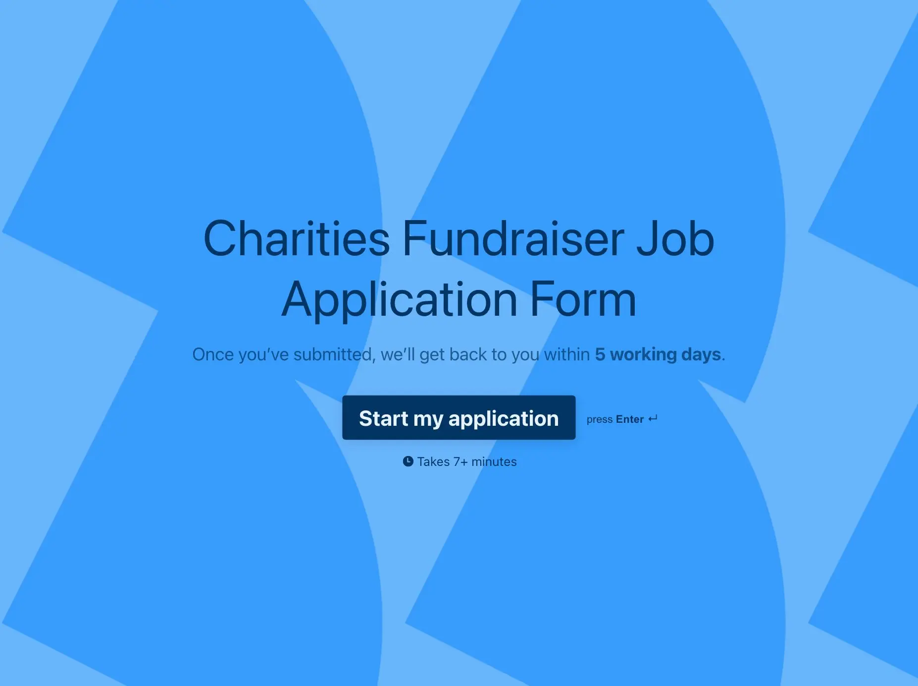 Charities Fundraiser Job Application Form Template Hero