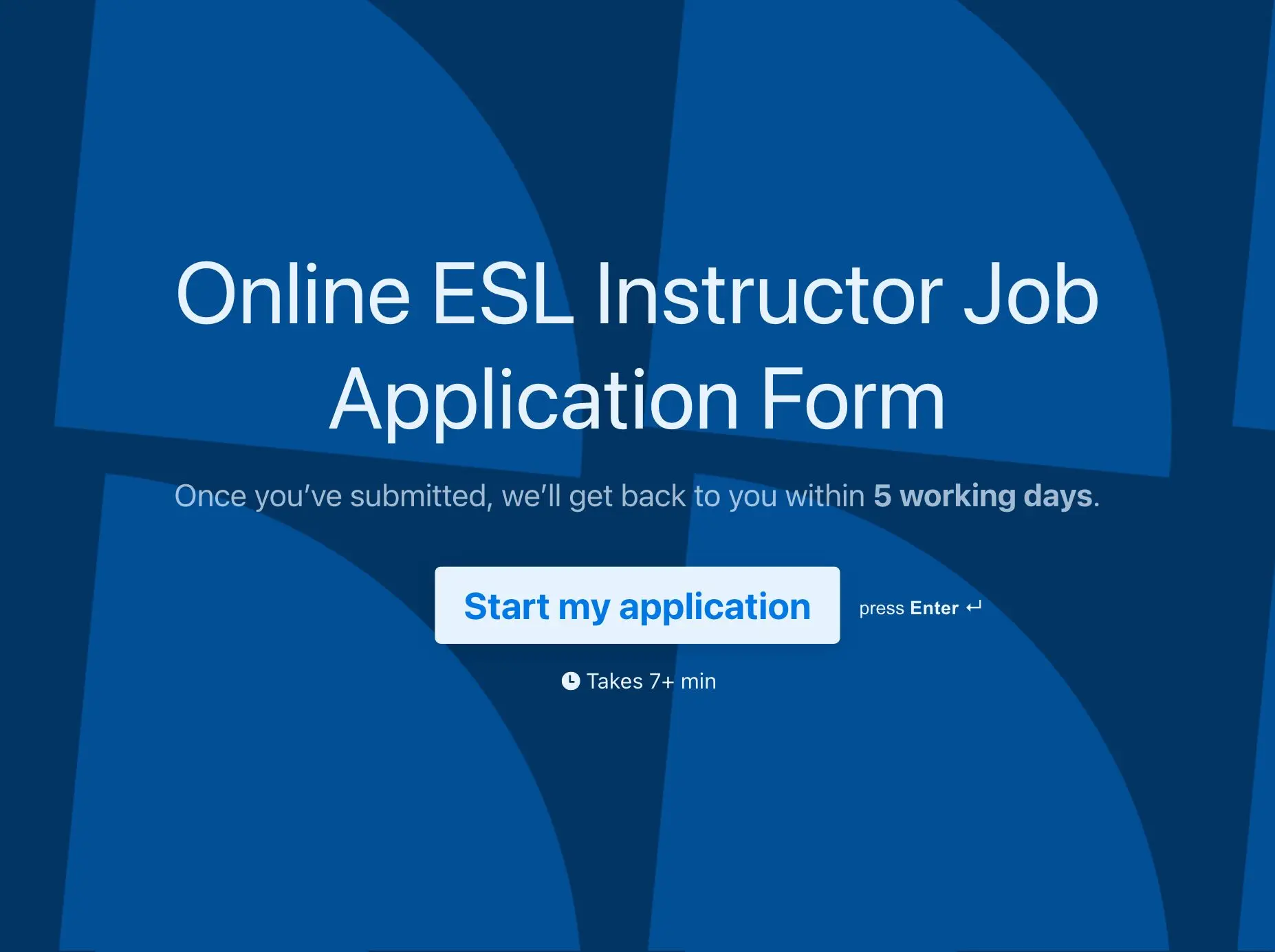 Online ESL Instructor Job Application Form Template Hero