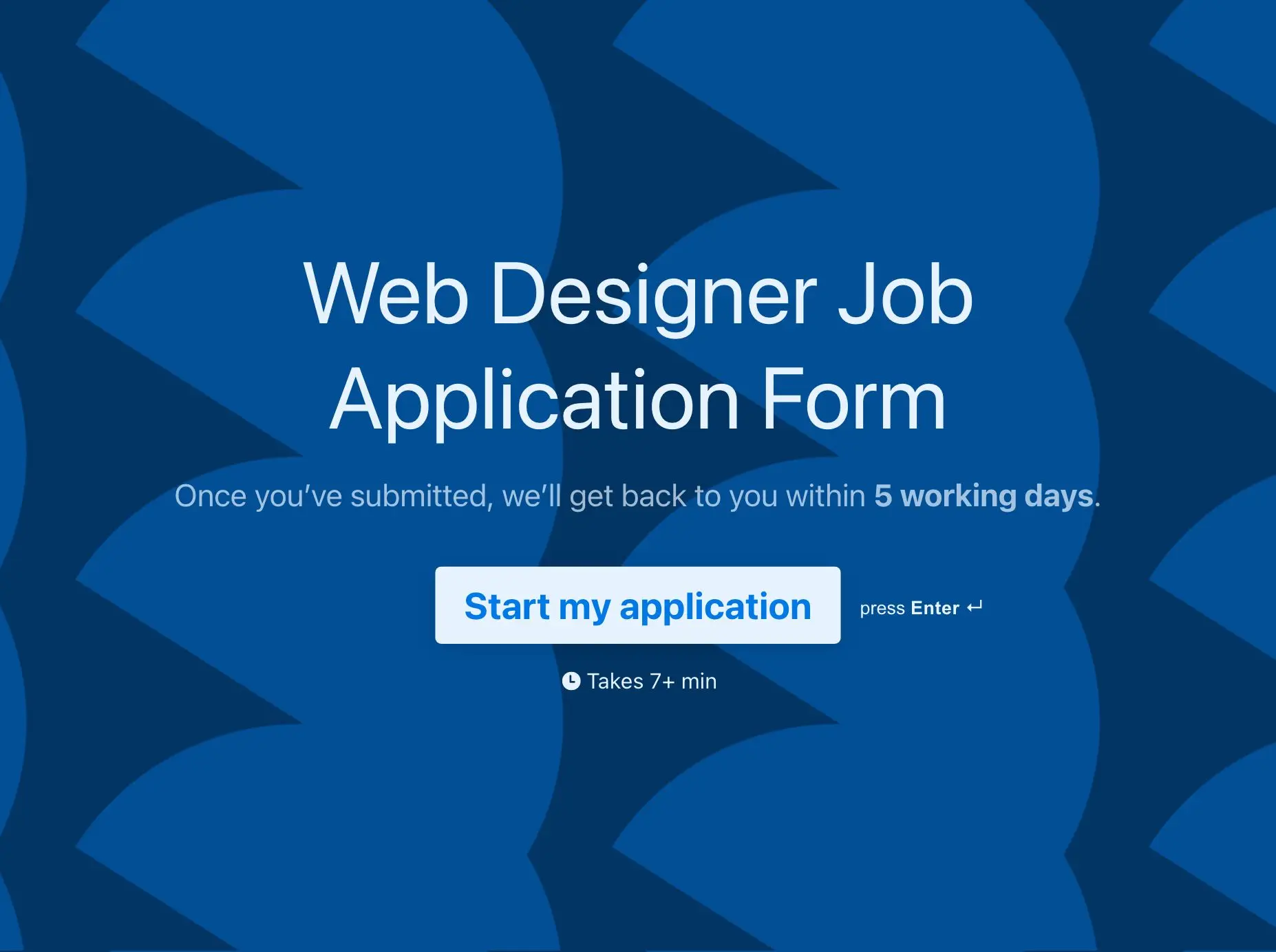 Web Designer Job Application Form Template Hero