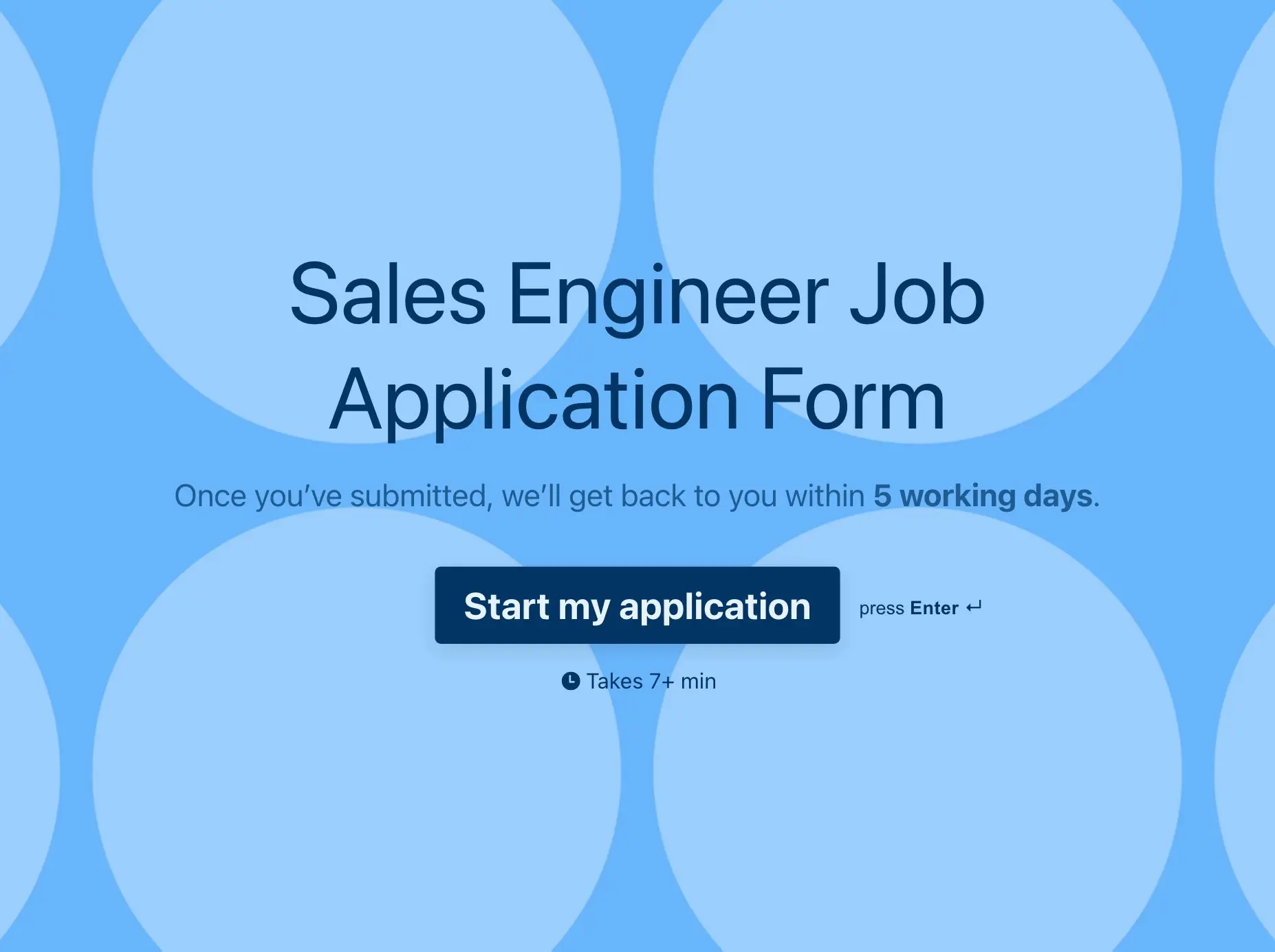 Sales Engineer Job Application Form Template Hero