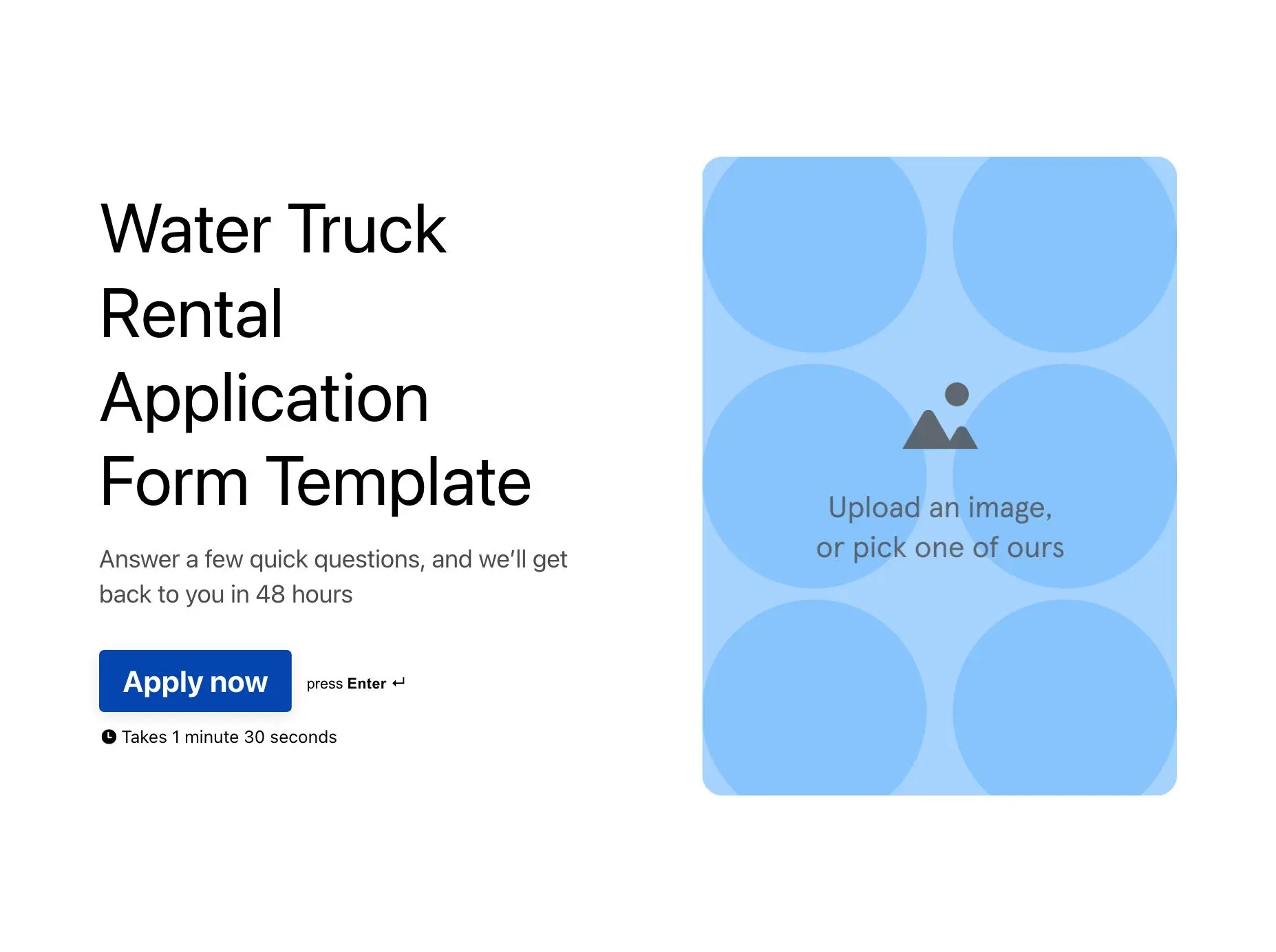 Water Truck Rental Application Form Template Hero