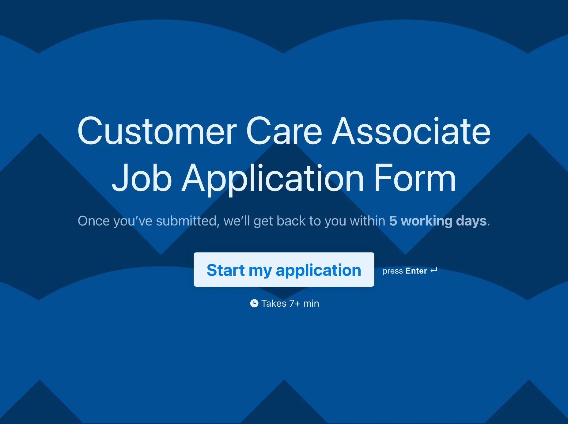 Customer Care Associate Job Application Form Template Hero
