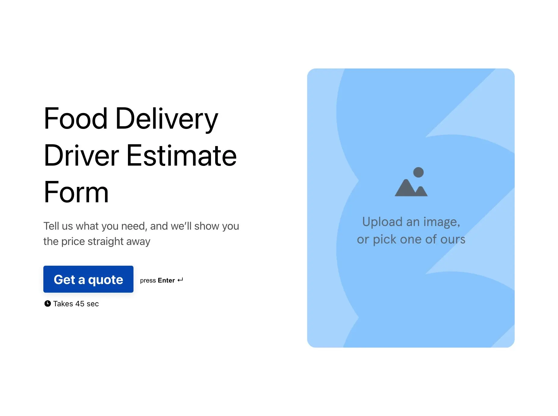Food Delivery Driver Estimate Form Template Hero
