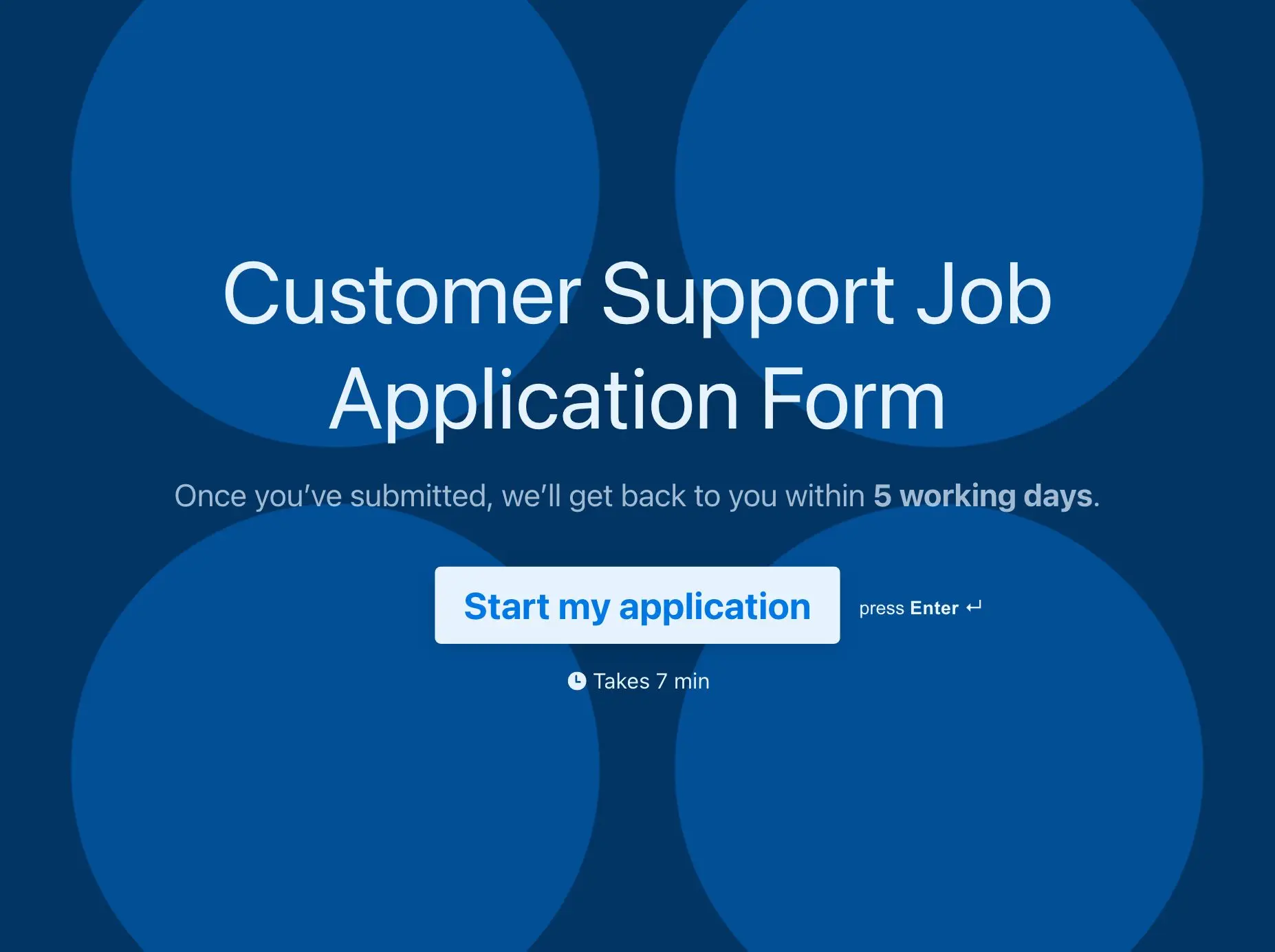 Customer Support Job Application Form Template Hero