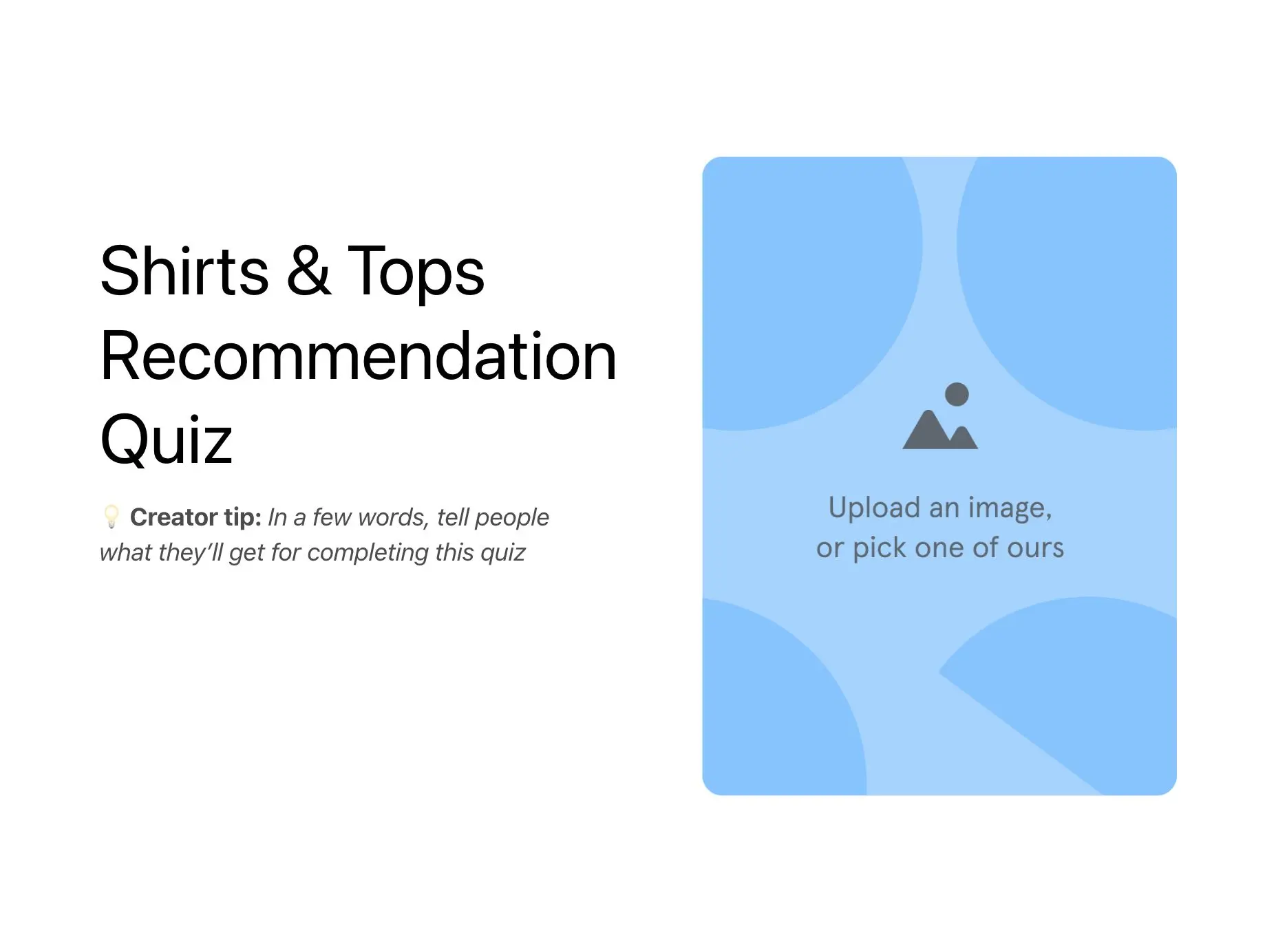 Shirts & Tops Recommendation Quiz Template Hero
