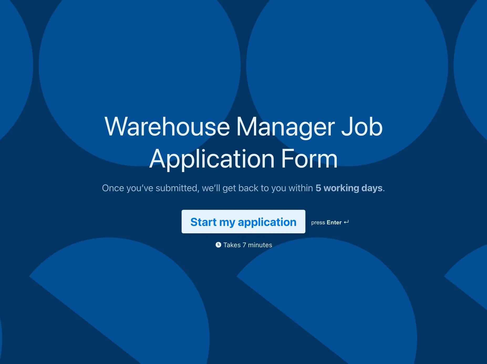 Warehouse Manager Job Application Form Template Hero