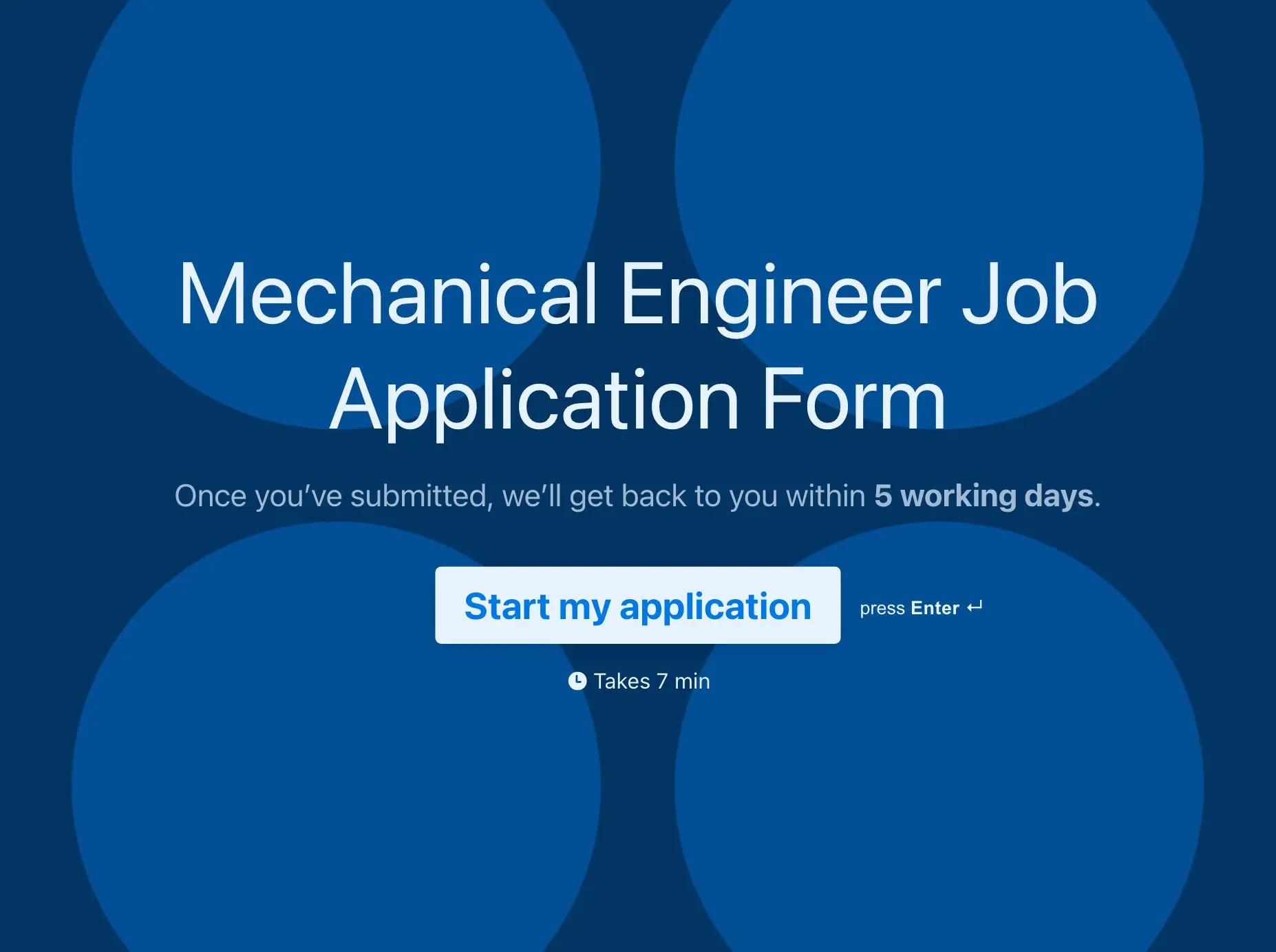Mechanical Engineer Job Application Form Template Hero