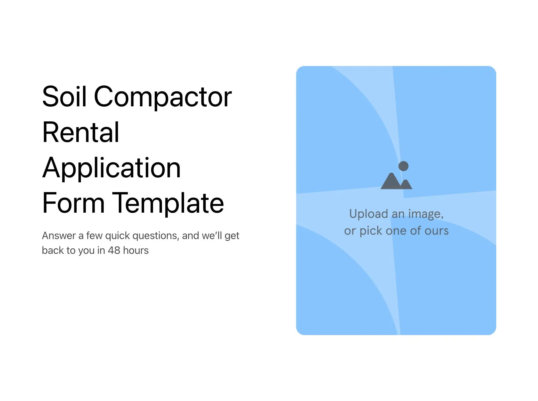 Soil Compactor Rental Application Form Template Hero