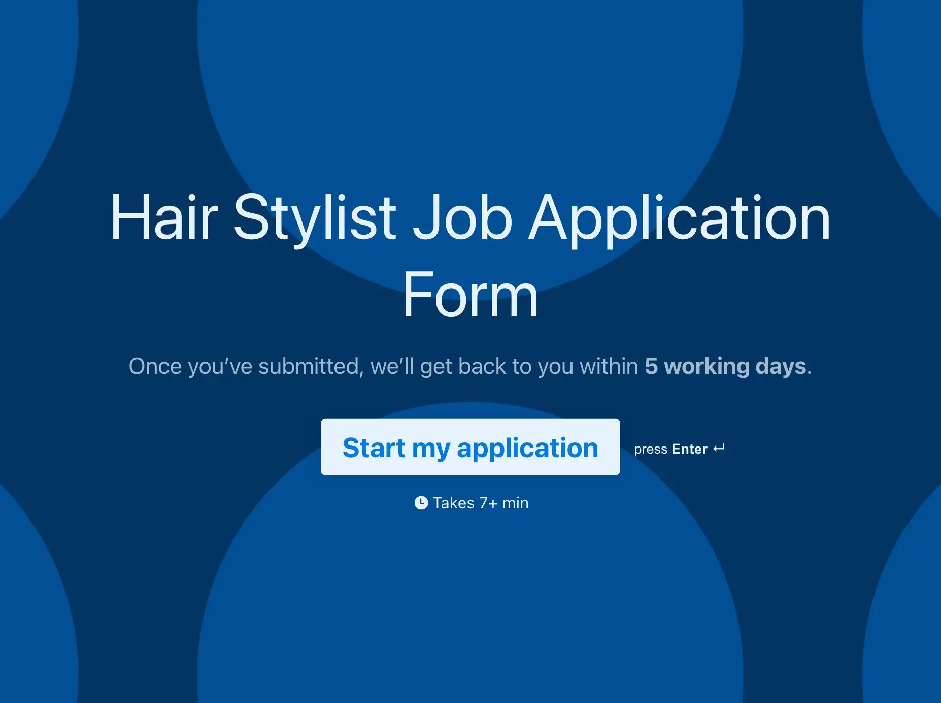 Hair stylist job application form template Hero