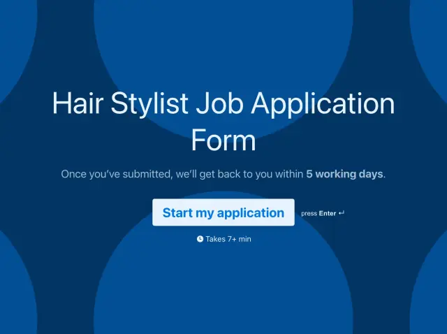 Hair stylist job application form template Hero