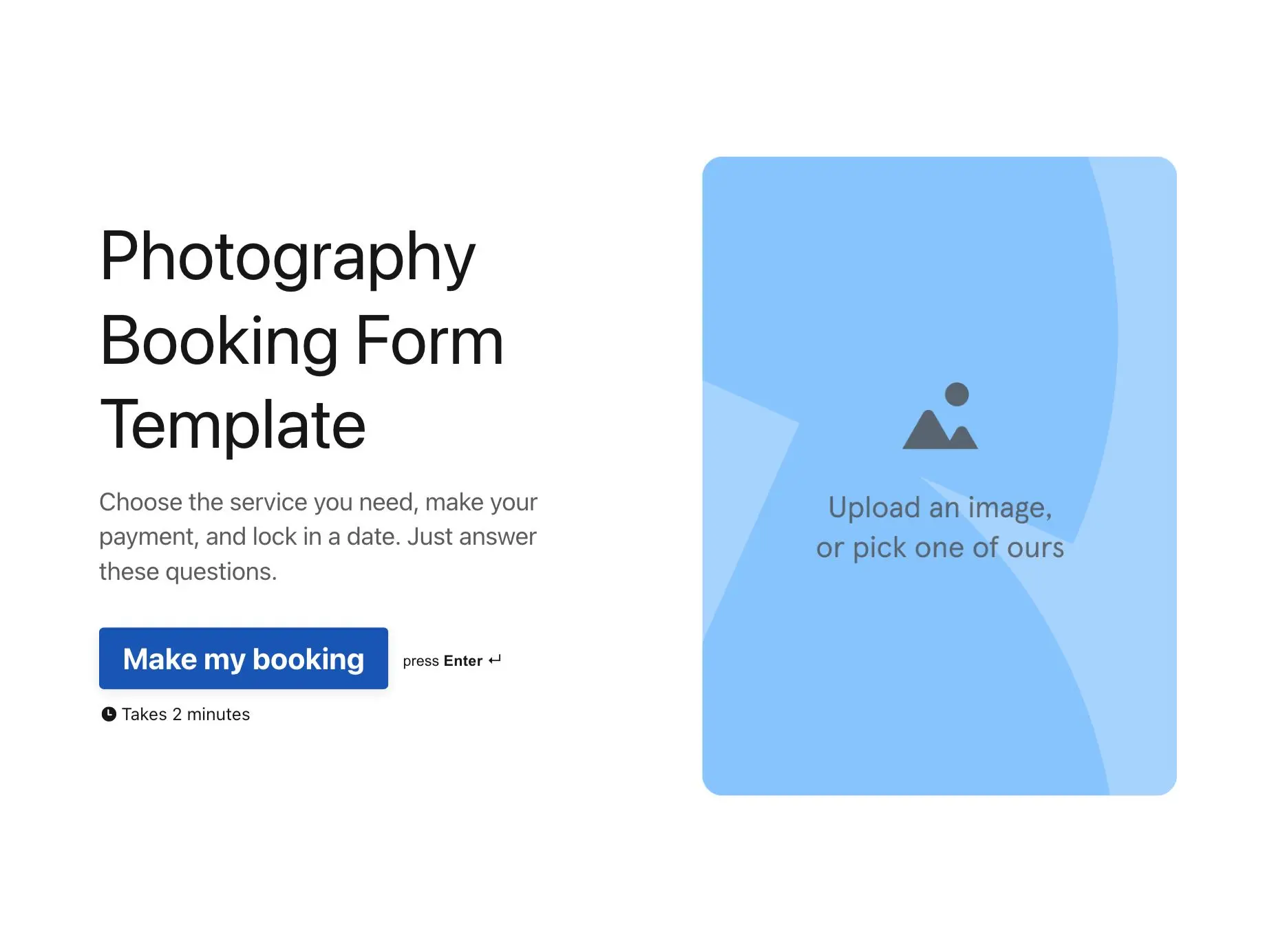Photography Booking Form Template Hero