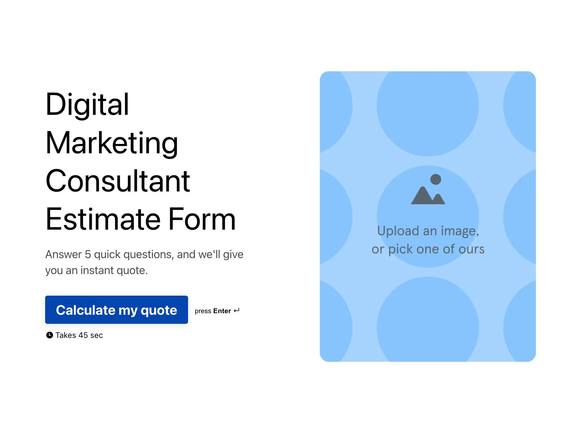 Digital Marketing Consultant Estimate Form Template Hero