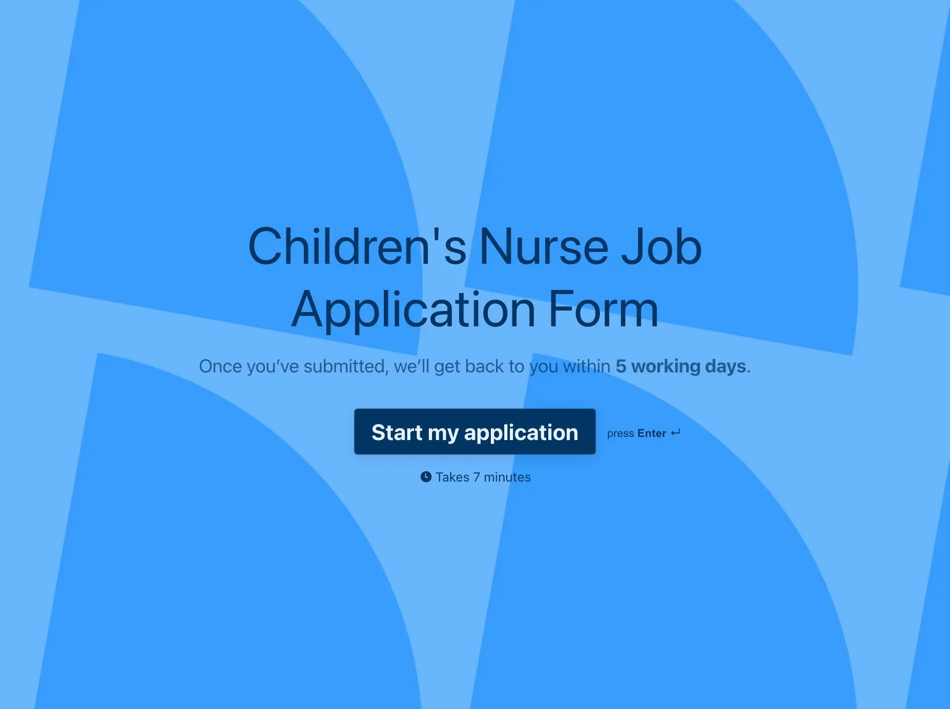 Children's nurse job application form template Hero