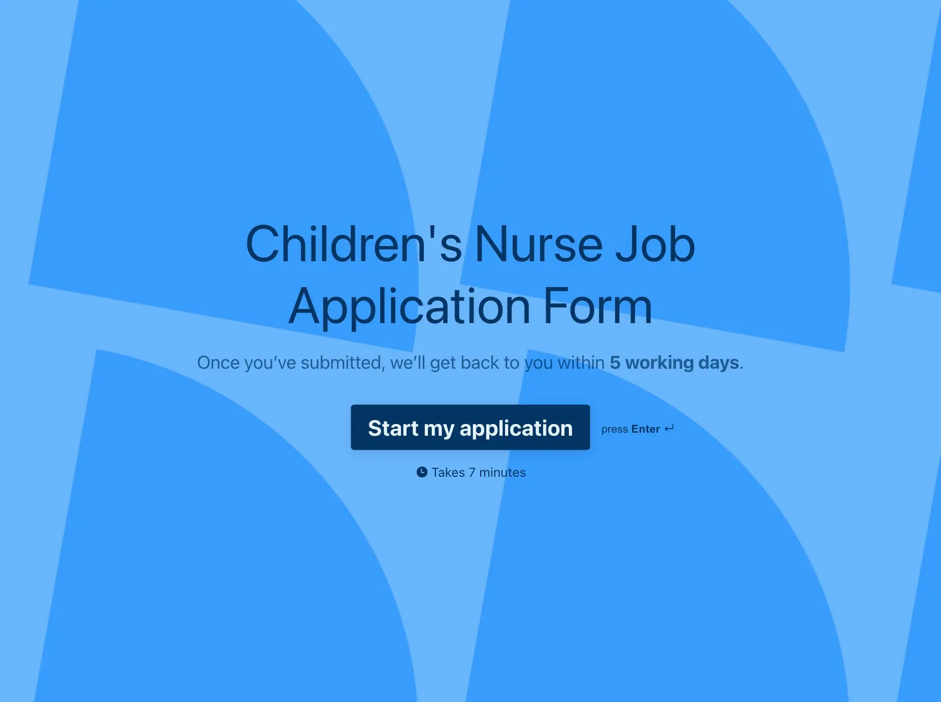 Children's Nurse Job Application Form Template Hero