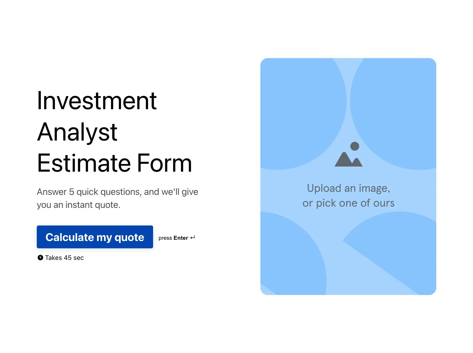Investment Analyst Estimate Form Template Hero