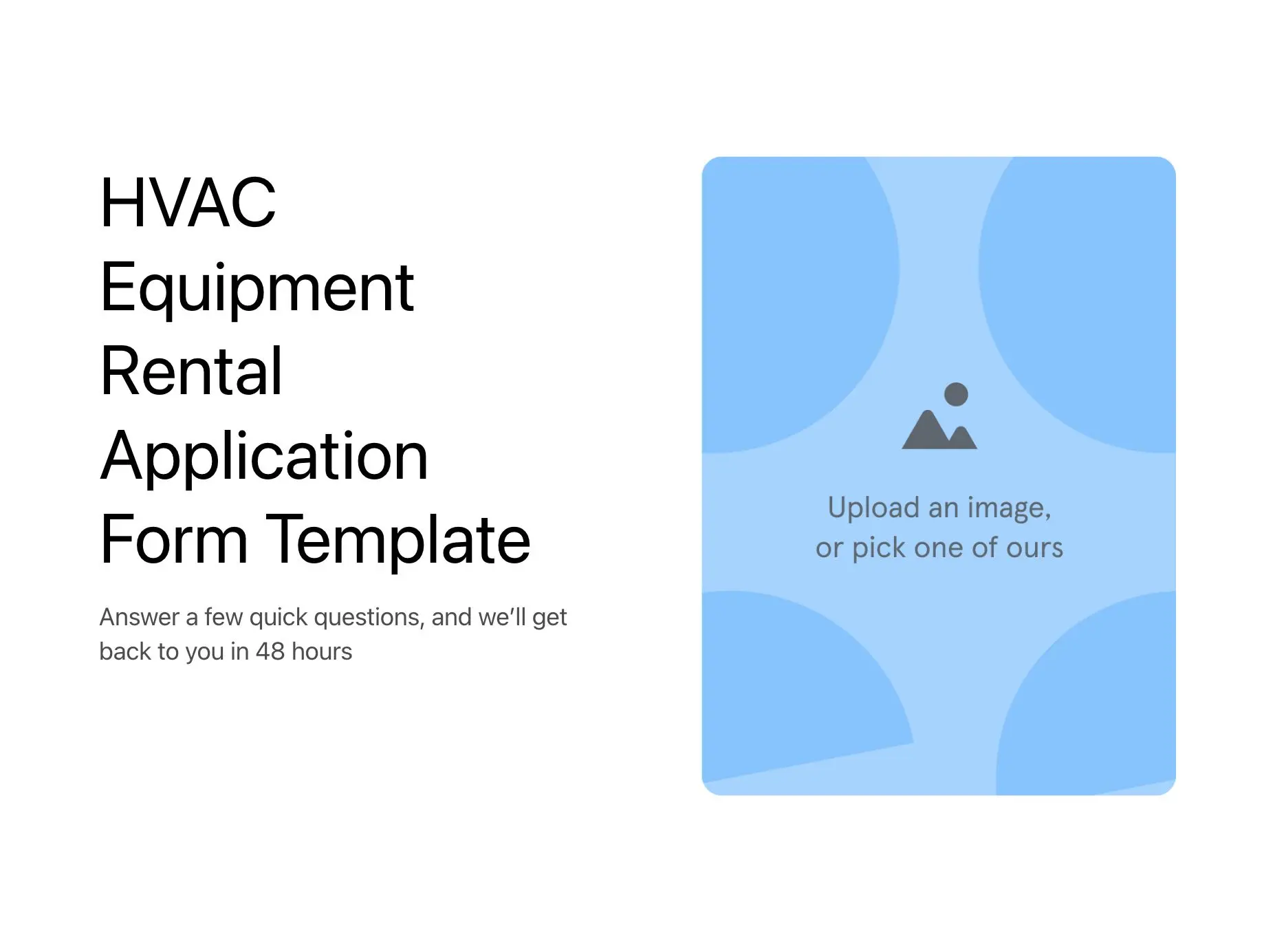HVAC Equipment Rental Application Form Template Hero