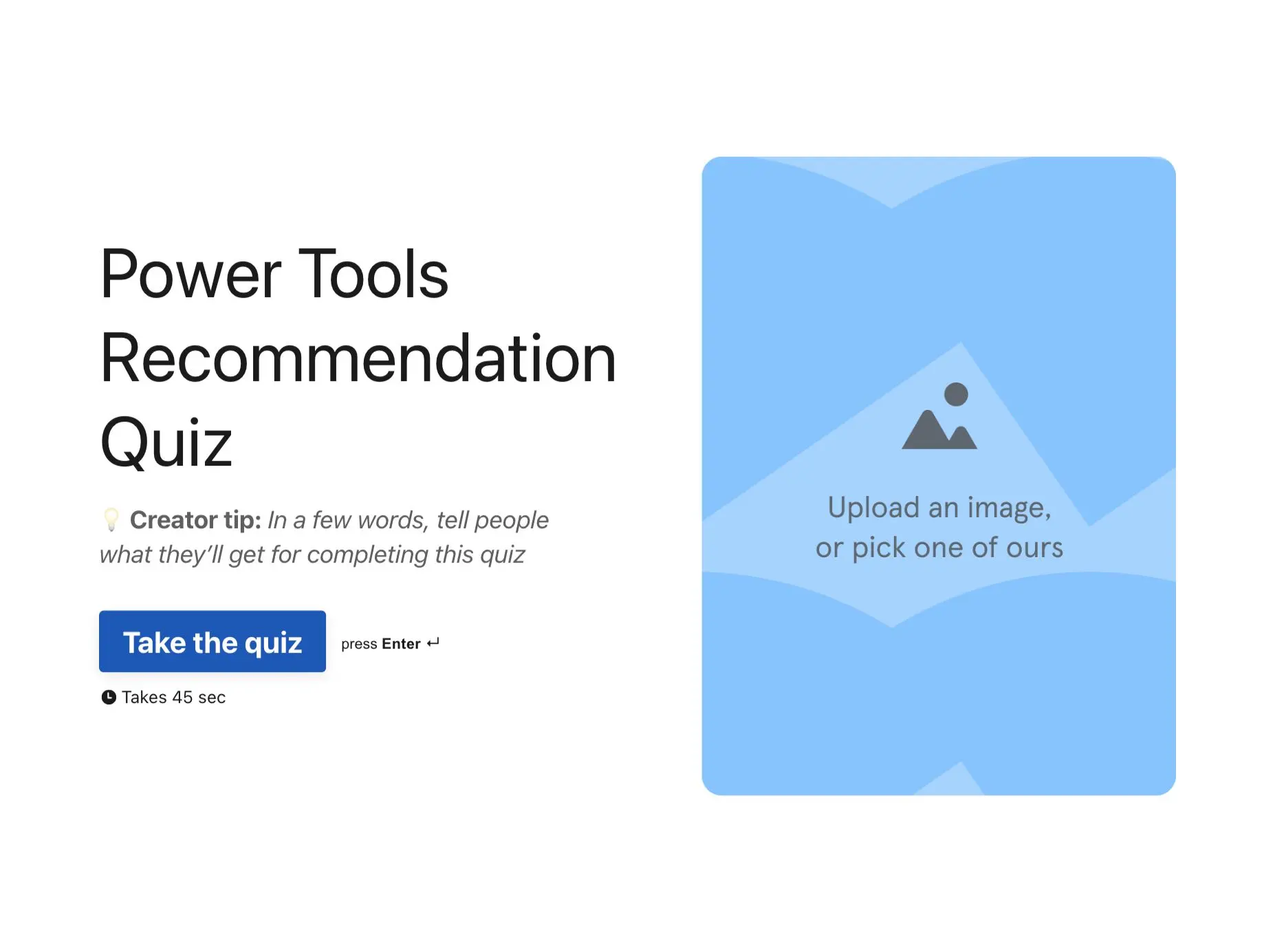 Power Tools Recommendation Quiz Template Hero