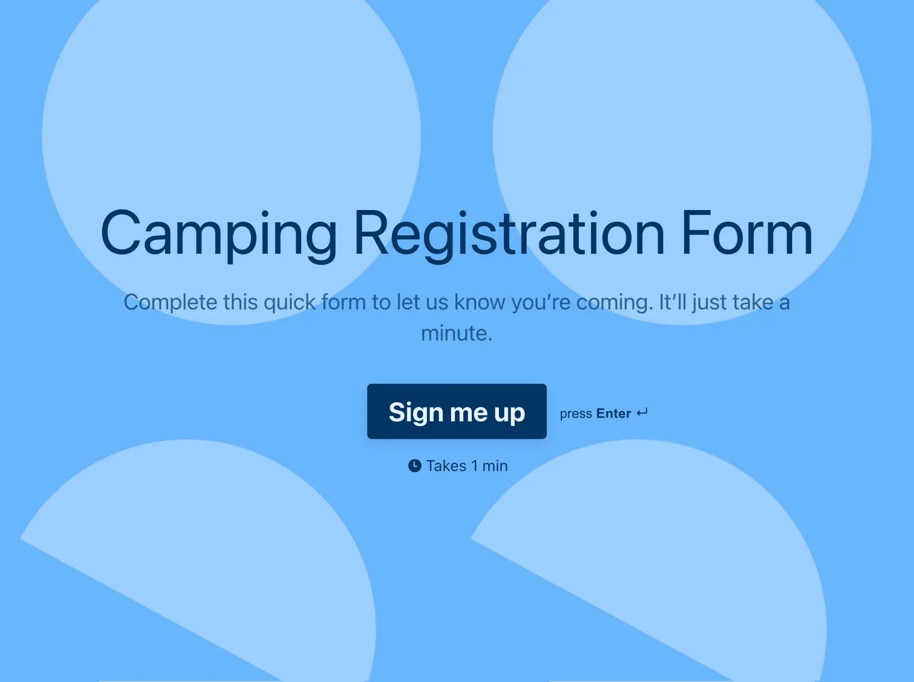 Camping Registration Form Template Hero