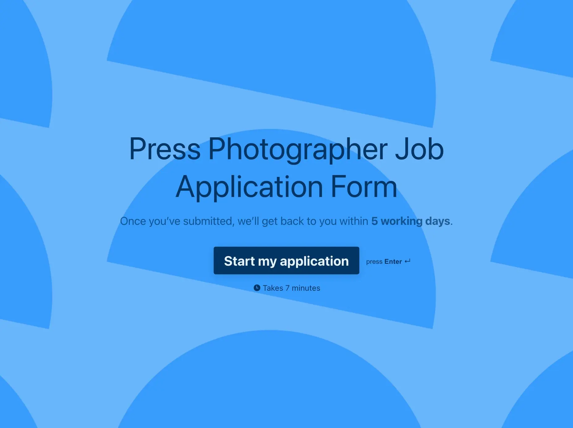 Press Photographer Job Application Form Template