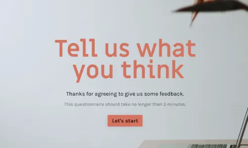 Website feedback questionnaire screenshot