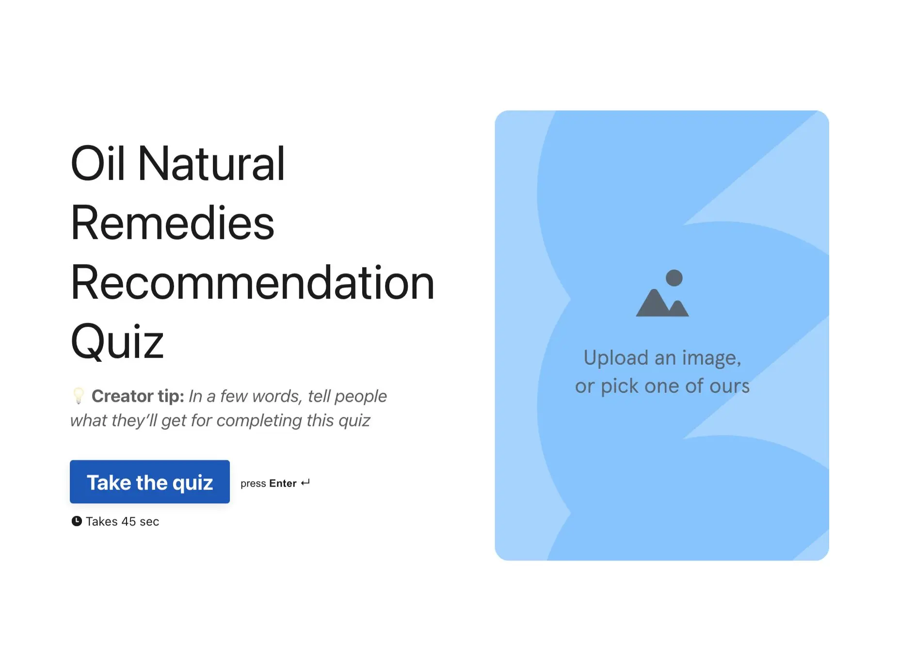 Oil Natural Remedies Recommendation Quiz Template Hero