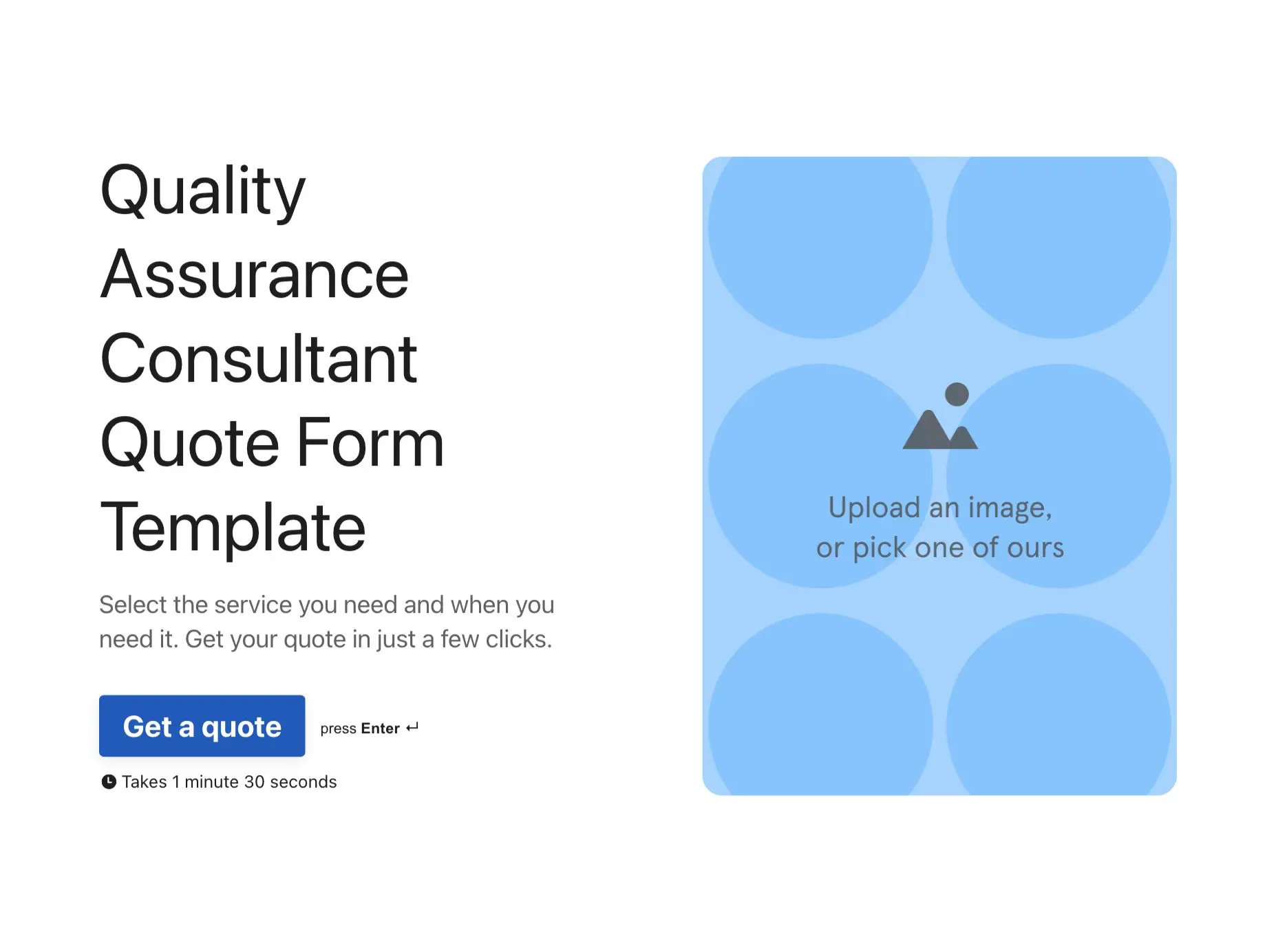 Quality assurance consultant quote form template Hero