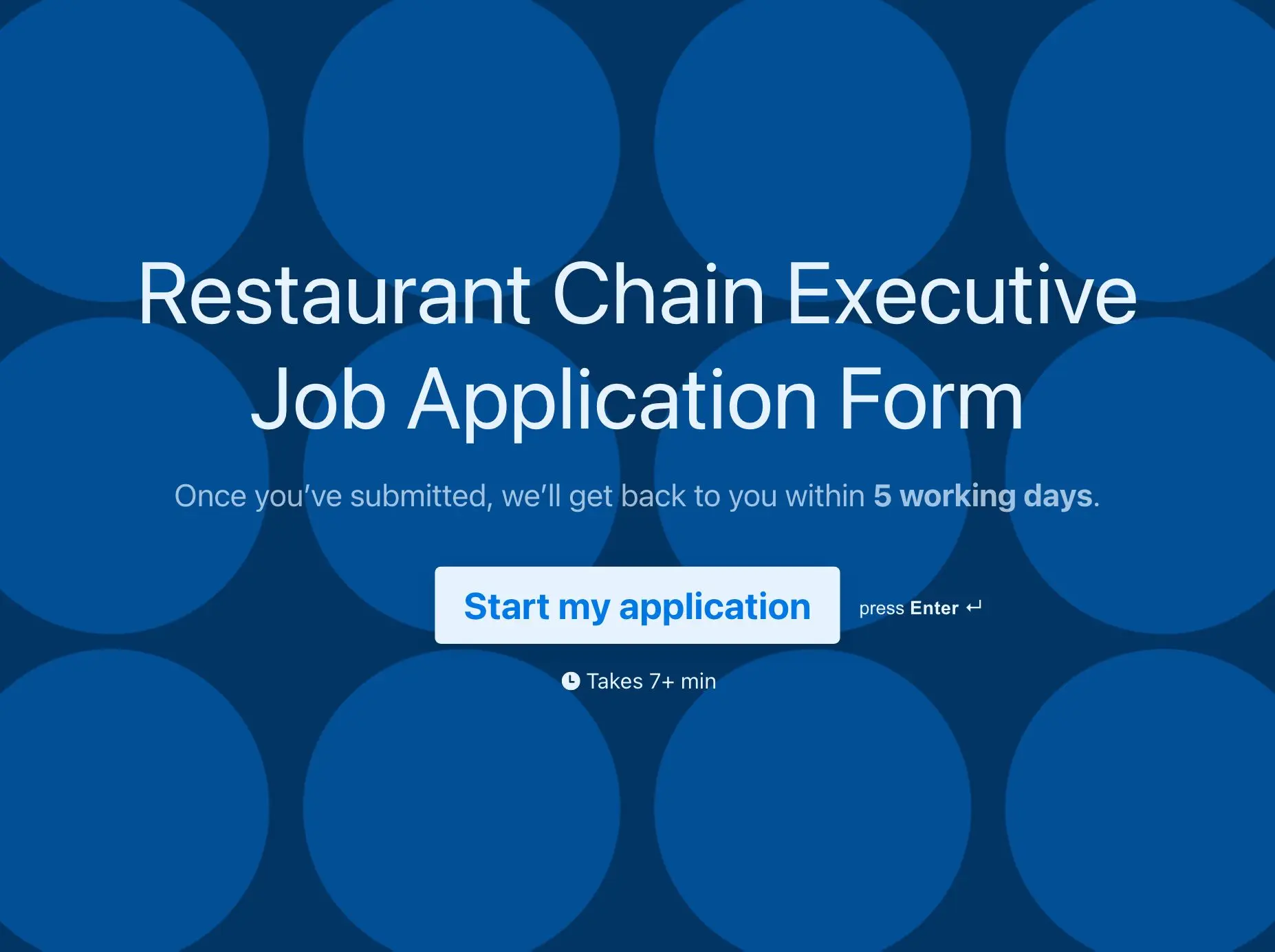 Restaurant Chain Executive Job Application Form Template Hero