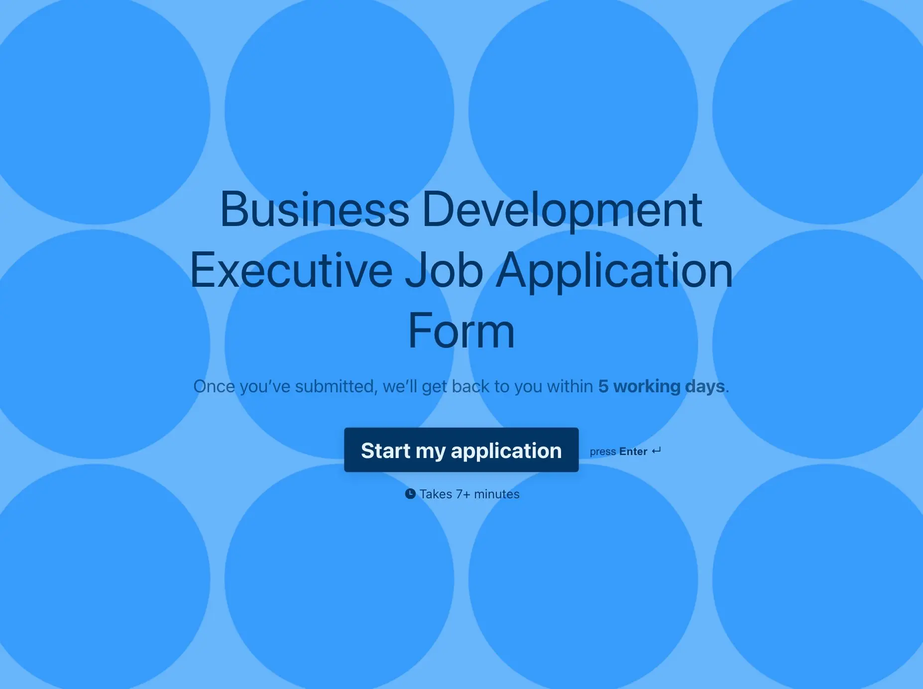 Business Development Executive Job Application Form Template Hero