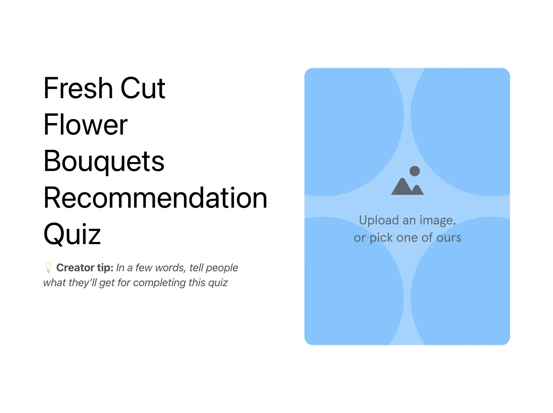 Fresh Cut Flower Bouquets Recommendation Quiz Template Hero