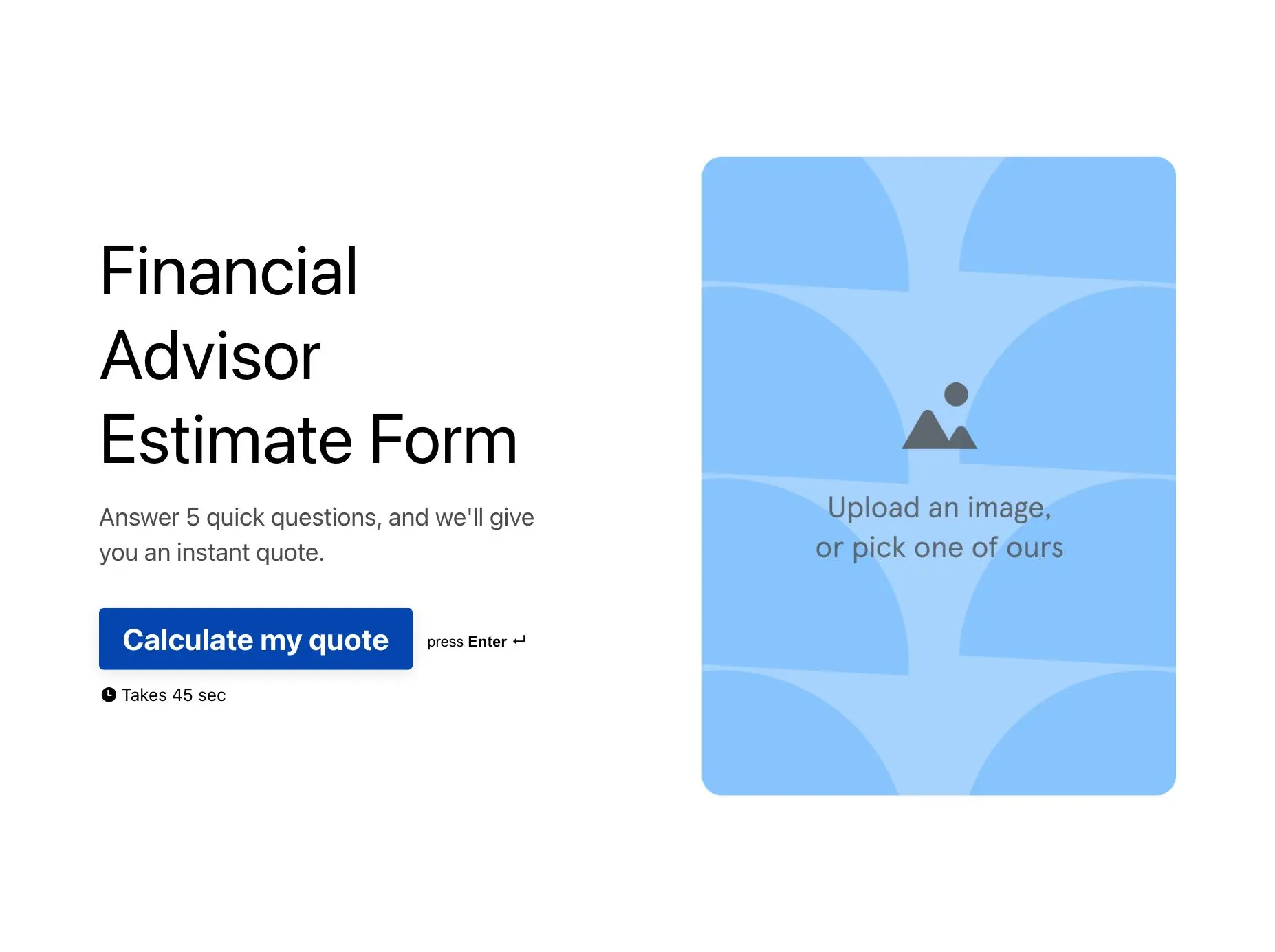 Financial Advisor Estimate Form Template Hero