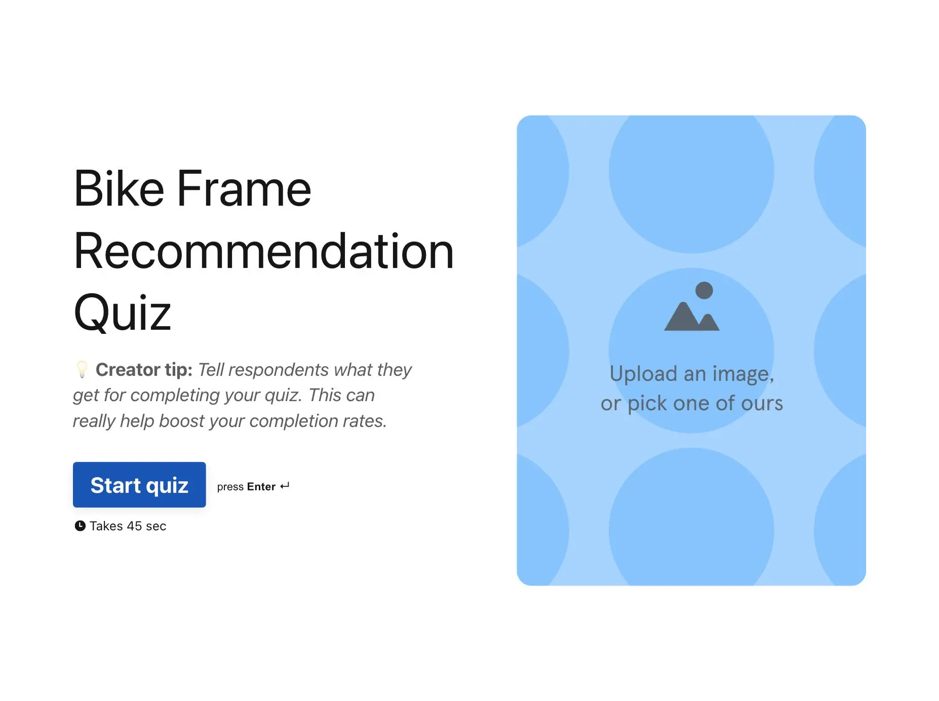 Bike Frame Recommendation Quiz Template Hero