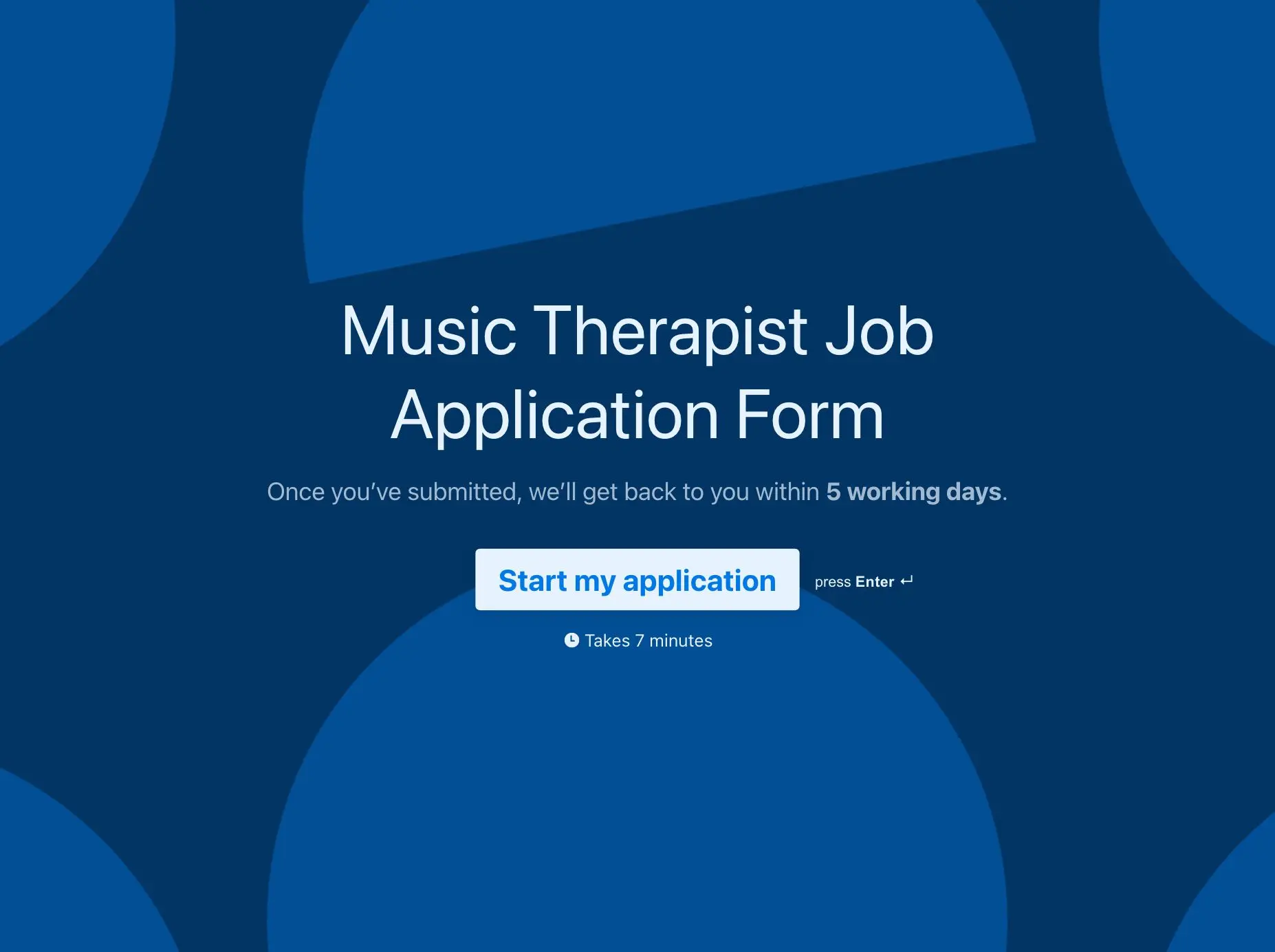 Music Therapist Job Application Form Template Hero
