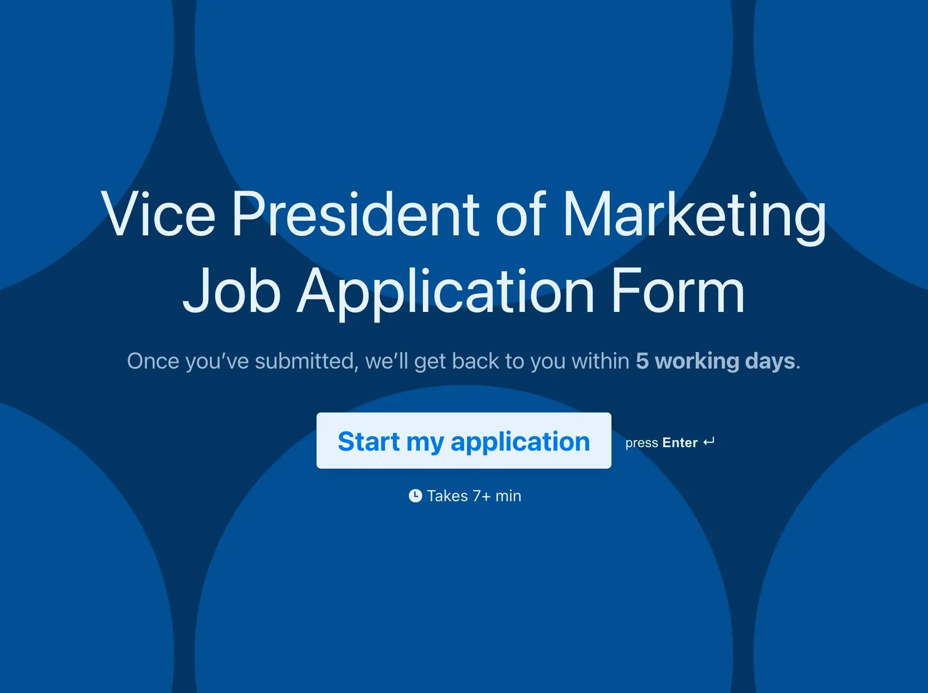 Vice President of Marketing Job Application Form Template Hero