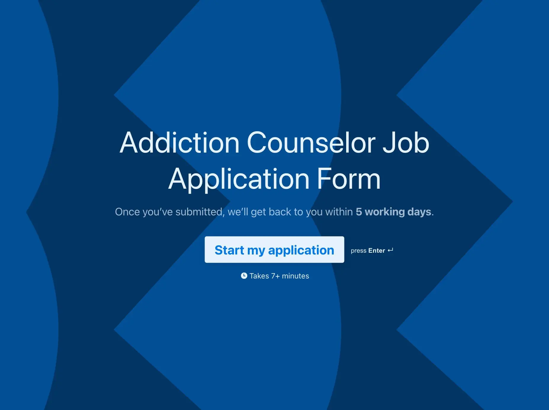 Addiction Counselor Job Application Form Template Hero