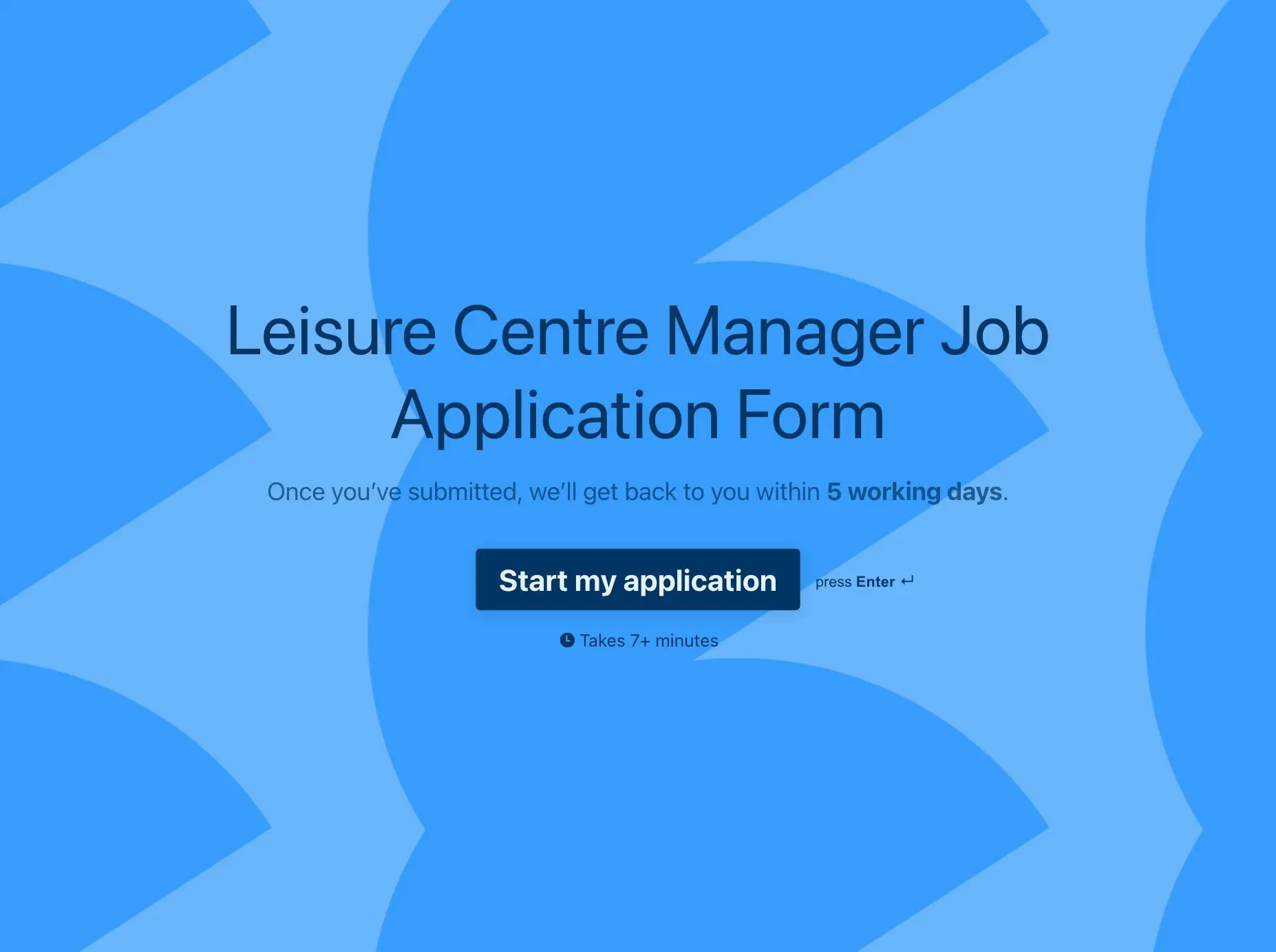 Leisure Centre Manager Job Application Form Template Hero