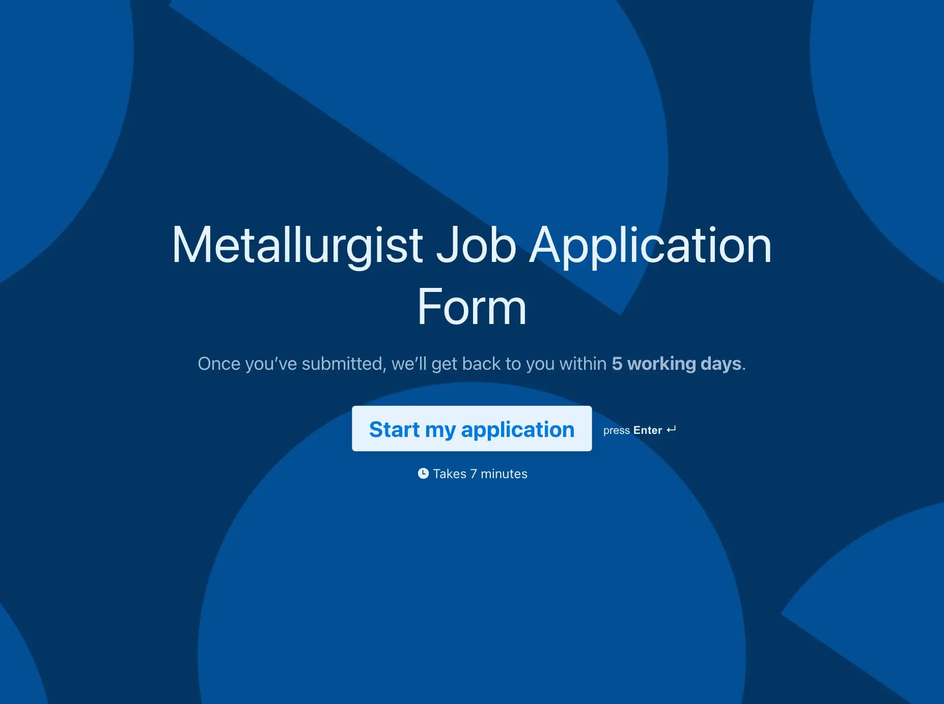 Metallurgist Job Application Form Template Hero