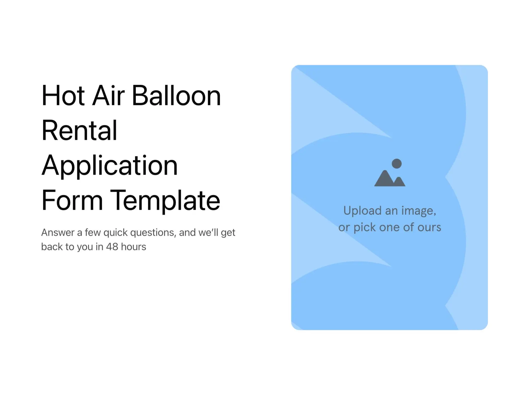 Hot Air Balloon Rental Application Form Template Hero